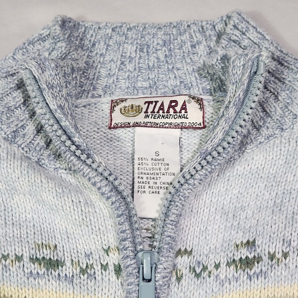 Tiara International Fair Isle Full Zip Cardigan Sweater Cottage Cozy Cabin Small - Picture 4 of 7